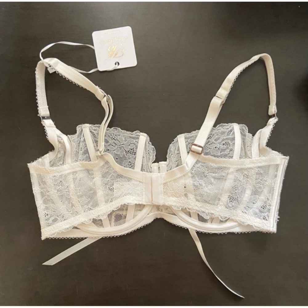 Honey Birdette Lace Underwire Rebecca Bra (38H) and Thong (XXL) - Ivory SET NWT - Picture 8 of 14